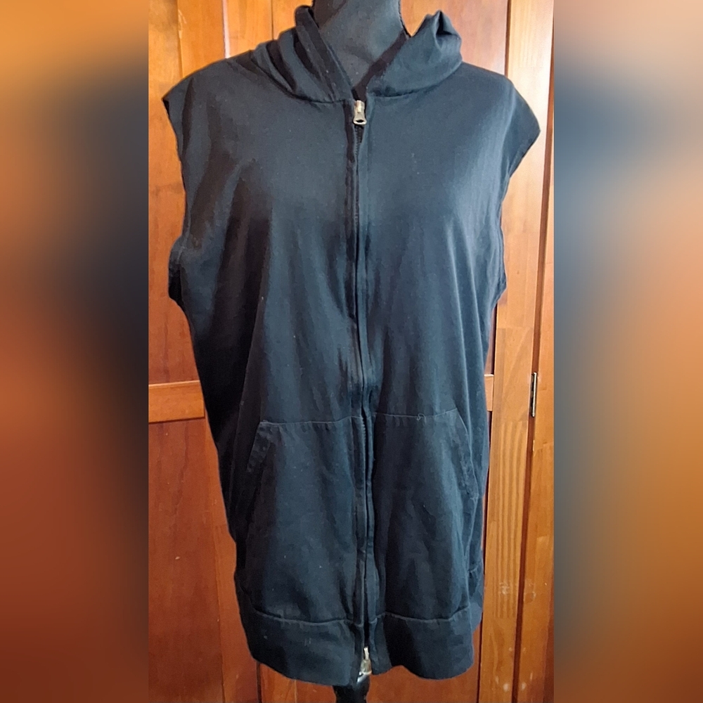 H2H Black Sleeveless Zip-Up Hoodie